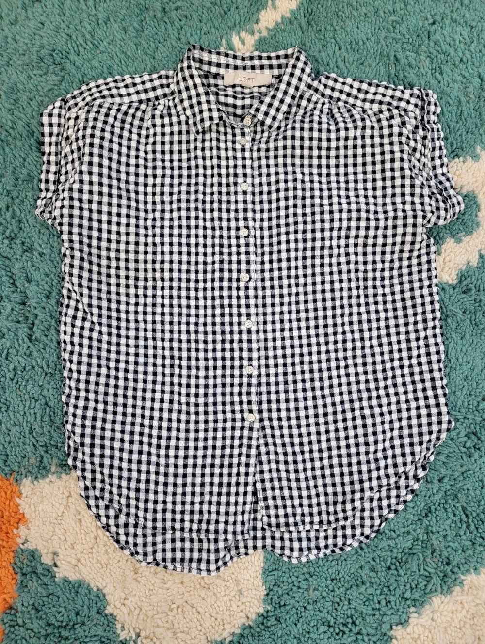 LOFT Checkered Dolman Shirt (Size: Medium)